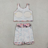 GSD2332  toddler girl clothes cartoon mouse girl summer set yoga clothes