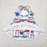 GSD2345 toddler girl clothes bows girl summer 4th of July Patriotic dress yoga clothes