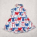 GSD2345 toddler girl clothes bows girl summer 4th of July Patriotic dress yoga clothes