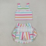 GSD2348  toddler girl clothes Stripes girl summer set yoga clothes