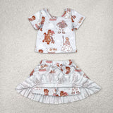 GSD2359   toddler girl clothes cartoon girl summer skirt set