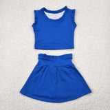 GSD2391   toddler girl clothes blue girl summer skirt set yoga clothes
