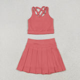GSD2436 toddler girl clothes coral girl summer set yoga clothes