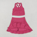 GSD2442  toddler girl clothes pink girl summer set yoga clothes
