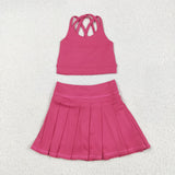 GSD2442  toddler girl clothes pink girl summer set yoga clothes