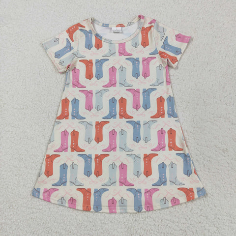 GSD2497 girls short sleeve colorful boot Dress