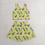 GSD2520   toddler girl clothes Ice cream girl summer set yoga clothes
