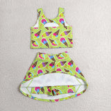 GSD2520   toddler girl clothes Ice cream girl summer set yoga clothes