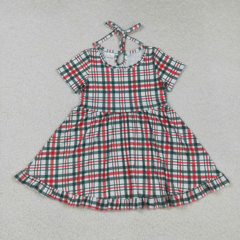 GSD2613   toddler clothes gingham baby girl christmas dress