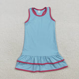 GSD2631  toddler girl clothes blue girl summer dress yoga clothes