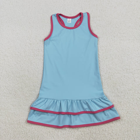 GSD2631  toddler girl clothes blue girl summer dress yoga clothes
