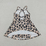 GSD2650  toddler girl clothes leopard print girl summer dress yoga clothes