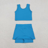 GSD2659 toddler girl clothes  blue girl summer set yoga clothes