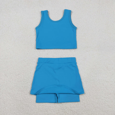 GSD2659 toddler girl clothes  blue girl summer set yoga clothes