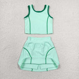 GSD2671  toddler girl clothes green girl summer set yoga clothes