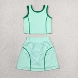 GSD2671  toddler girl clothes green girl summer set yoga clothes
