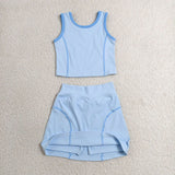 GSD2674   toddler girl clothes blue girl summer set yoga clothes