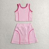 GSD2675  toddler girl clothes pink girl summer set yoga clothes