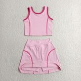 GSD2675  toddler girl clothes pink girl summer set yoga clothes