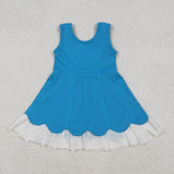 GSD2680  toddler girl clothes blue lace girl summer dress yoga clothes