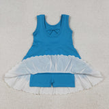 GSD2680  toddler girl clothes blue lace girl summer dress yoga clothes