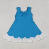 GSD2680  toddler girl clothes blue lace girl summer dress yoga clothes