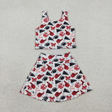 GSD2693 toddler girl clothes go team girl summer set yoga clothes