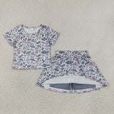 GSD2724   toddler girl clothes camouflage girl summer set yoga clothes