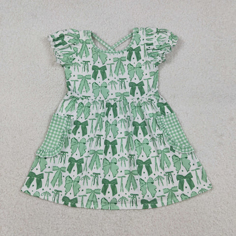 GSD2903    toddler girl clothes bows girl St. Patrick summer dress