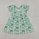 GSD2903    toddler girl clothes bows girl St. Patrick summer dress