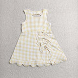 GSD3027  toddler clothes yellow gingham girl yoga summer dress