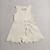 GSD3027  toddler clothes yellow gingham girl yoga summer dress