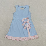 GSD3030   toddler clothes blue print girl yoga summer dress