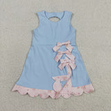 GSD3030   toddler clothes blue print girl yoga summer dress