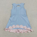 GSD3030   toddler clothes blue print girl yoga summer dress