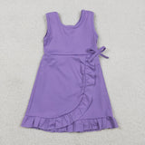 GSD3036  toddler clothes purple girl yoga summer dress