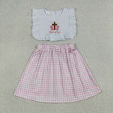 GSD3201 toddler clothes embroidery child of god print girl easter summer dress