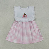 GSD3201 toddler clothes embroidery child of god print girl easter summer dress