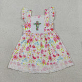 GSD3313  toddler clothes embroidery cross print girl easter summer dress