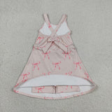 GSD3421    toddler girl clothes bows print girl yoga summer skirt set