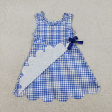 GSD3427    toddler girl clothes blue gingham print girl yoga summer skirt set
