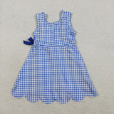GSD3427    toddler girl clothes blue gingham print girl yoga summer skirt set