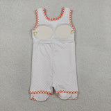GSD3428   toddler girl clothes orange gingham print girl yoga summer skirt set