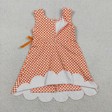 GSD3428   toddler girl clothes orange gingham print girl yoga summer skirt set