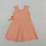 GSD3428   toddler girl clothes orange gingham print girl yoga summer skirt set