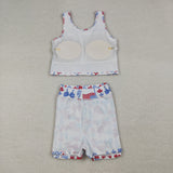GSD3499 baby girl clothes bows toddler girl 4th of July yoga skirt outfit