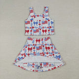 GSD3499 baby girl clothes bows toddler girl 4th of July yoga skirt outfit