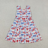 GSD3500   toddler clothes flag print girl 4th of July yoga summer dress