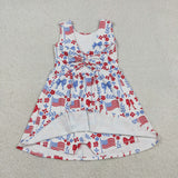 GSD3500   toddler clothes flag print girl 4th of July yoga summer dress
