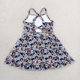 GSD3588   toddler clothes  state camo print girl yoga summer dress